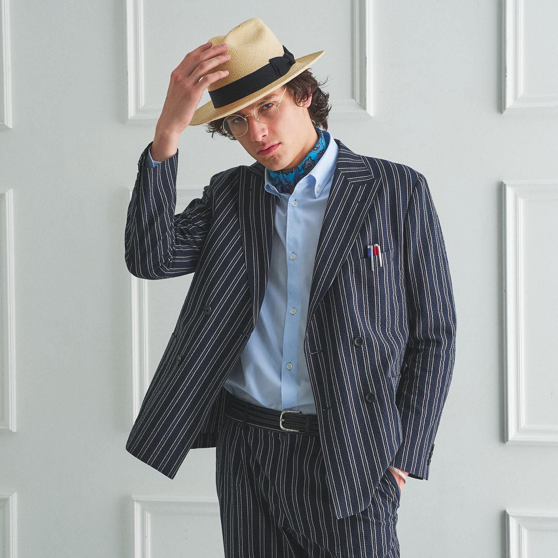 TAKEO KIKUCHI「【BOWLER HAT LABEL】サッカーストライプ ダブルジャケット」|テーラードジャケット|