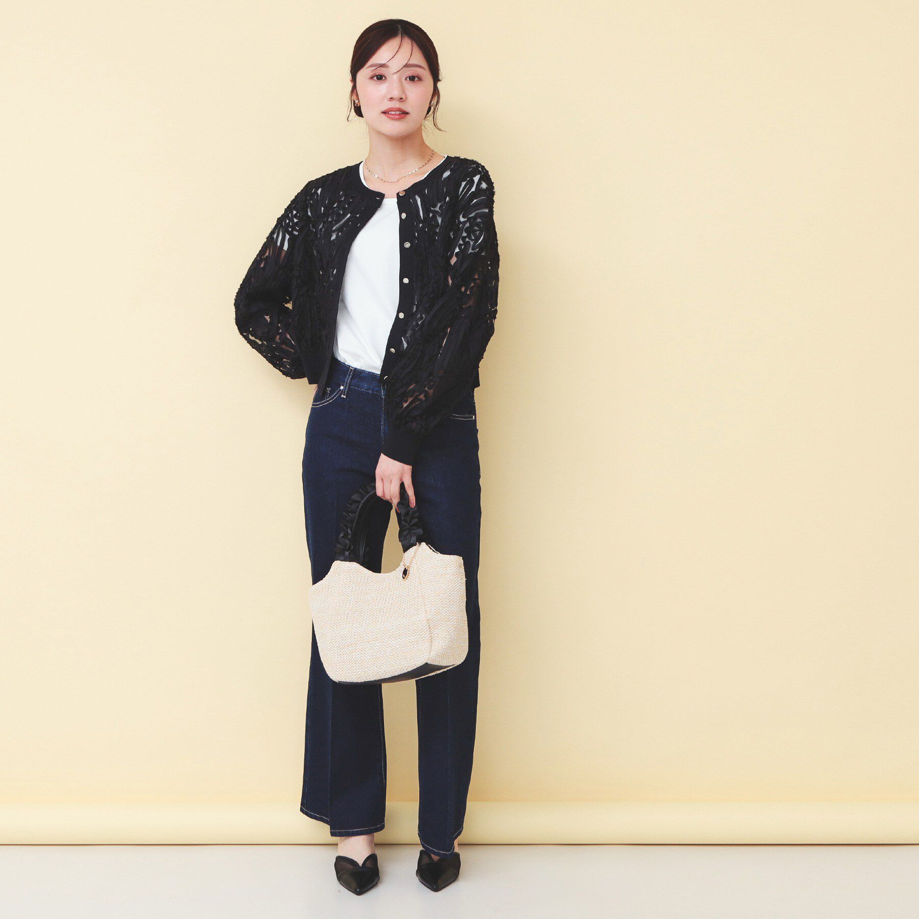 index「シアー幾何刺繍カーディガン【洗濯機OK】」|カーディガン|