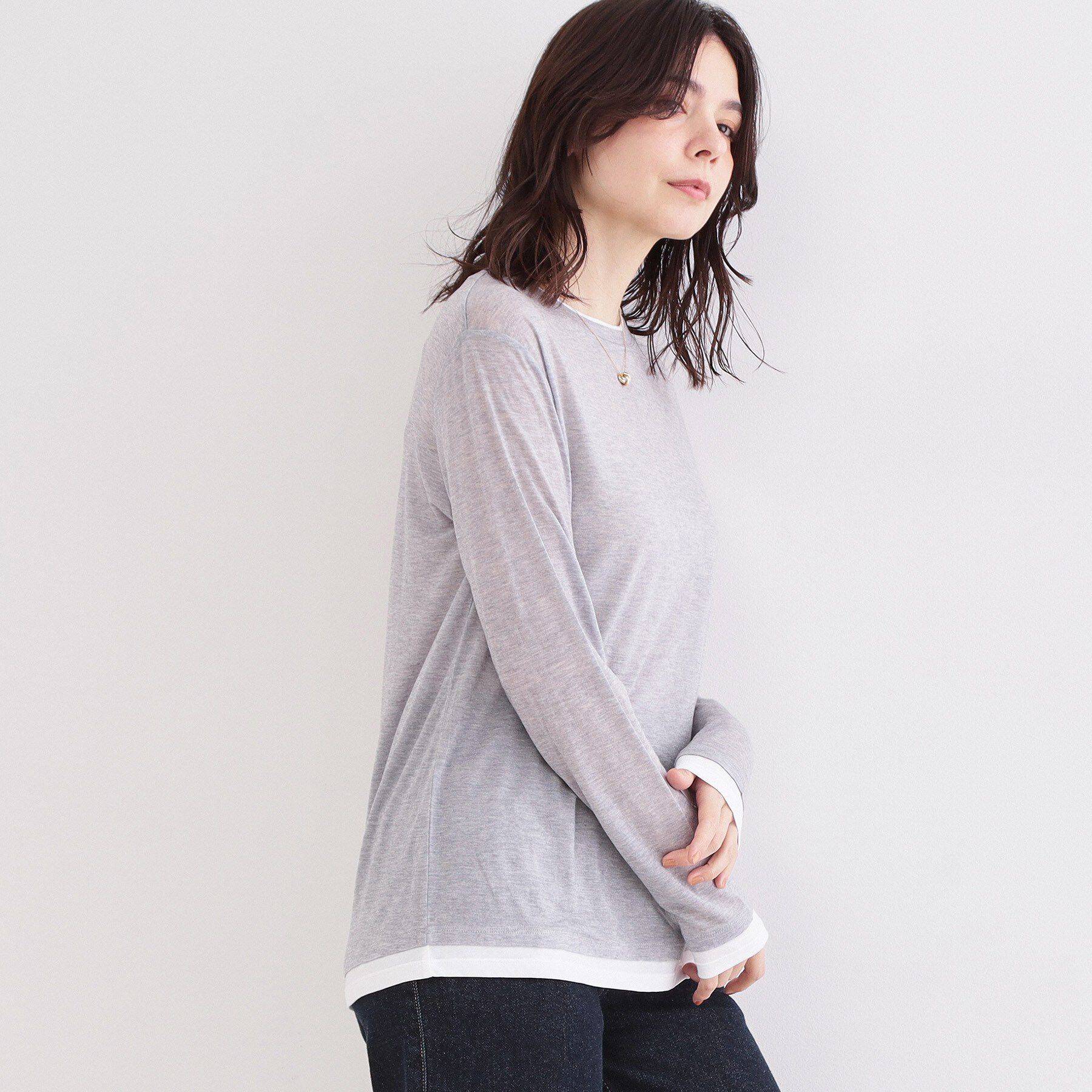 OPAQUE.CLIP「配色レイヤードロングスリーブTシャツ【洗える】」|Tシャツ・カットソー|
