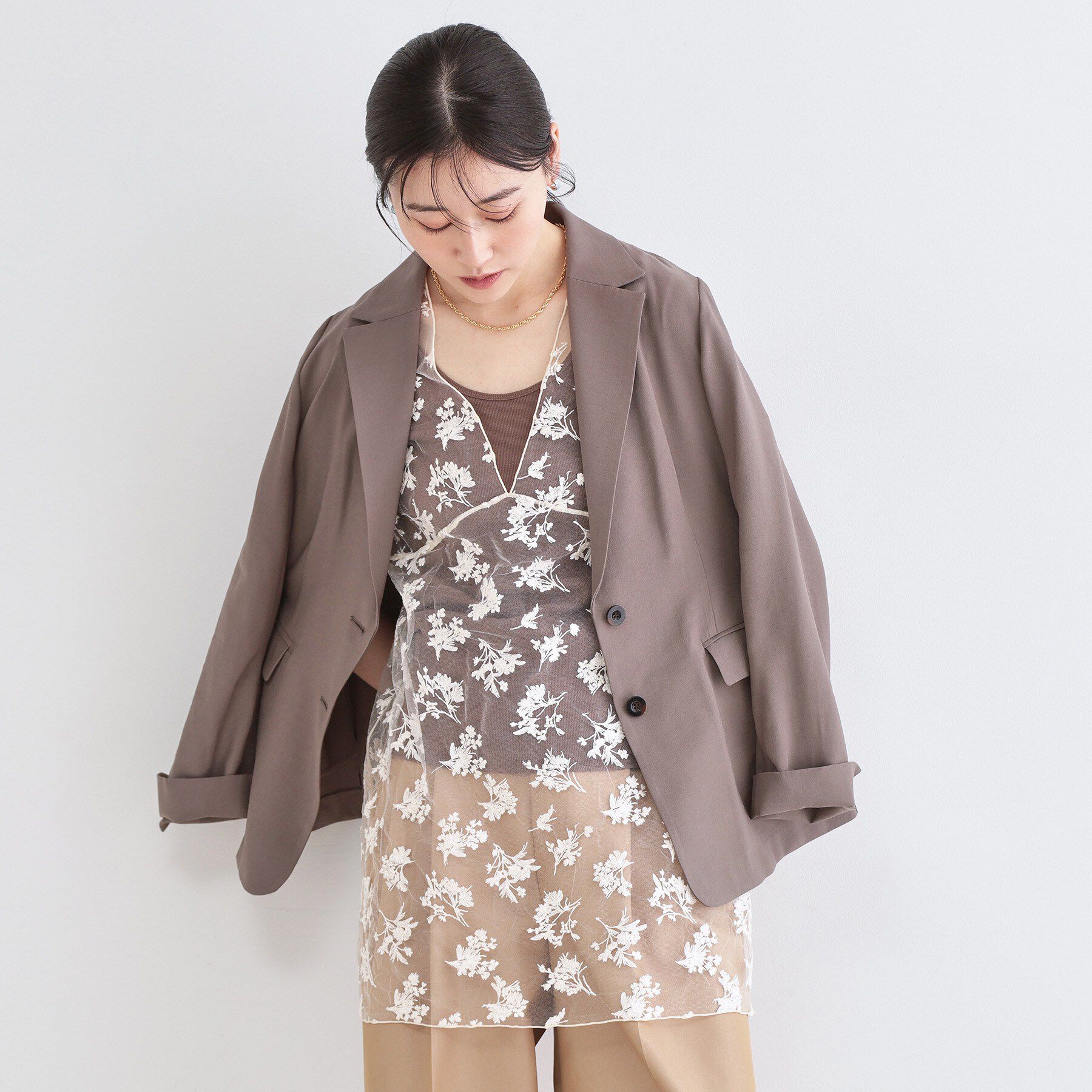 OPAQUE.CLIP「シアー刺繍チュニックブラウス【洗濯機OK】」|シャツ・ブラウス|
