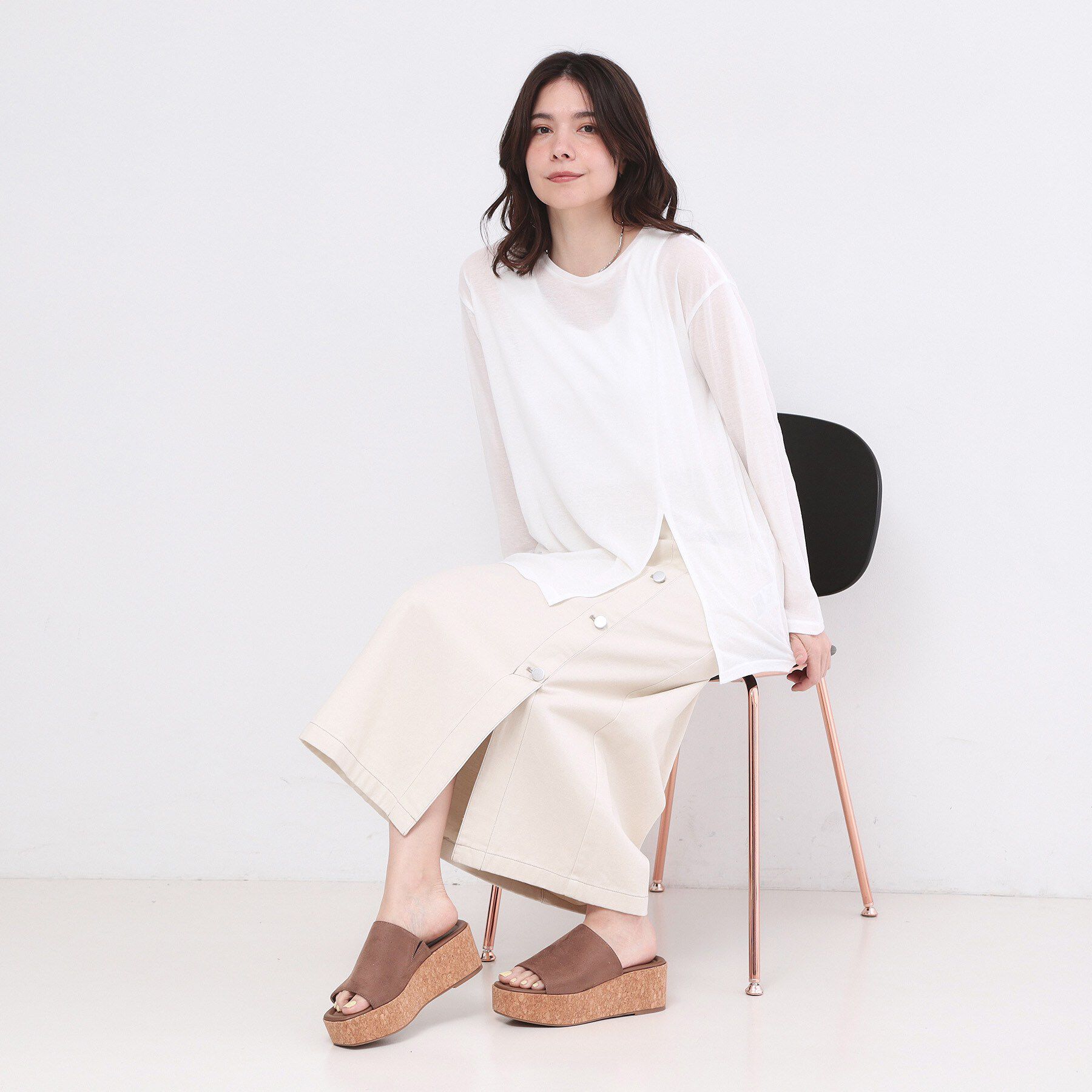 OPAQUE.CLIP「シアースリットカットソー【洗濯機OK】」|Tシャツ・カットソー|
