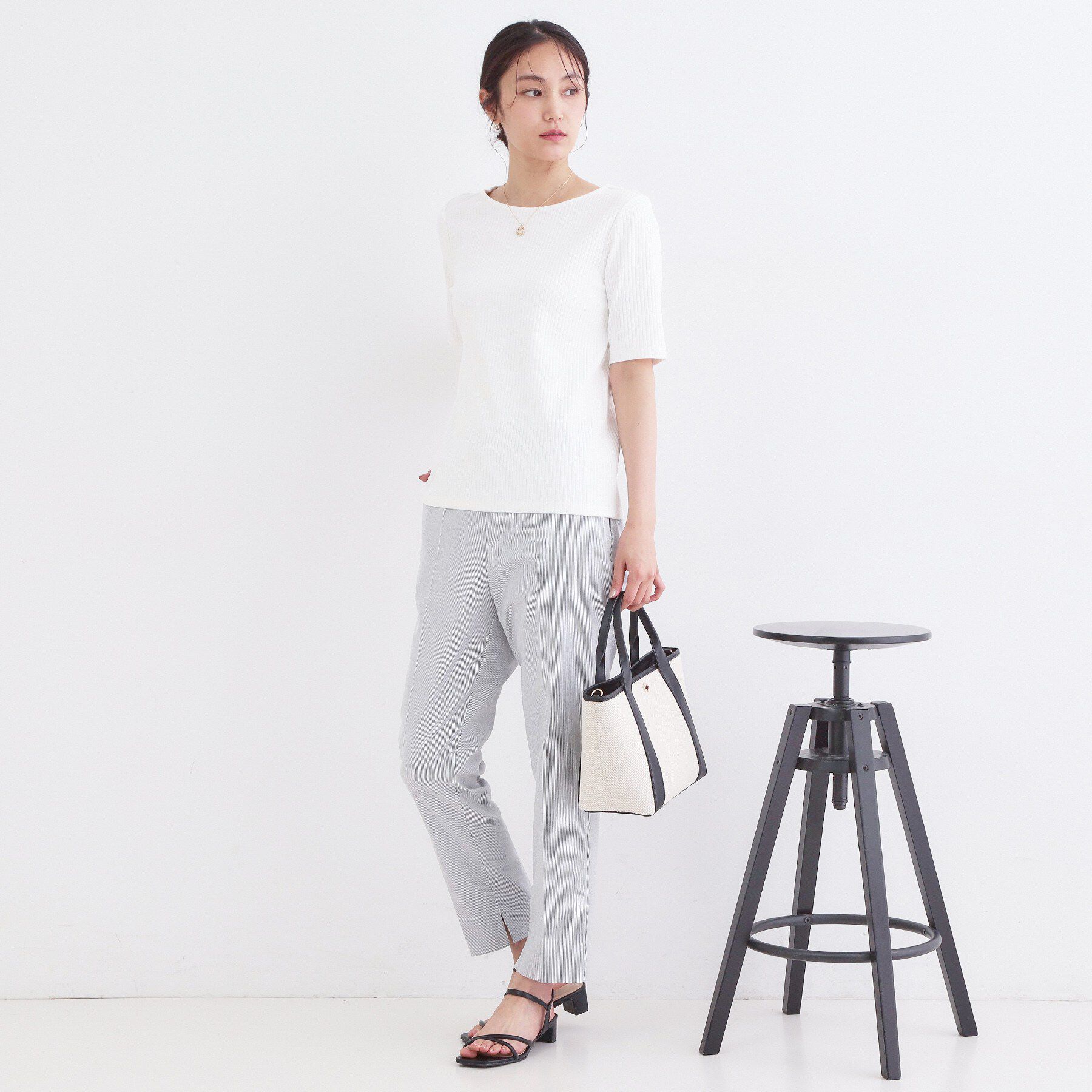 OPAQUE.CLIP「ベーシックリブボートネックカットソー【洗濯機OK】」|Tシャツ・カットソー|