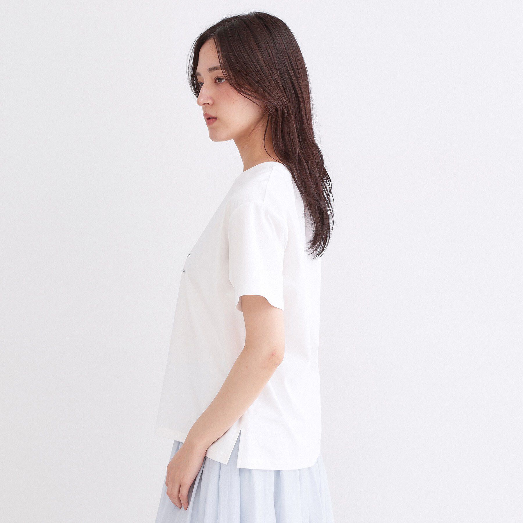 OPAQUE.CLIP「ロゴプリント＆刺繍Tシャツ【洗濯機OK】」|Tシャツ・カットソー|