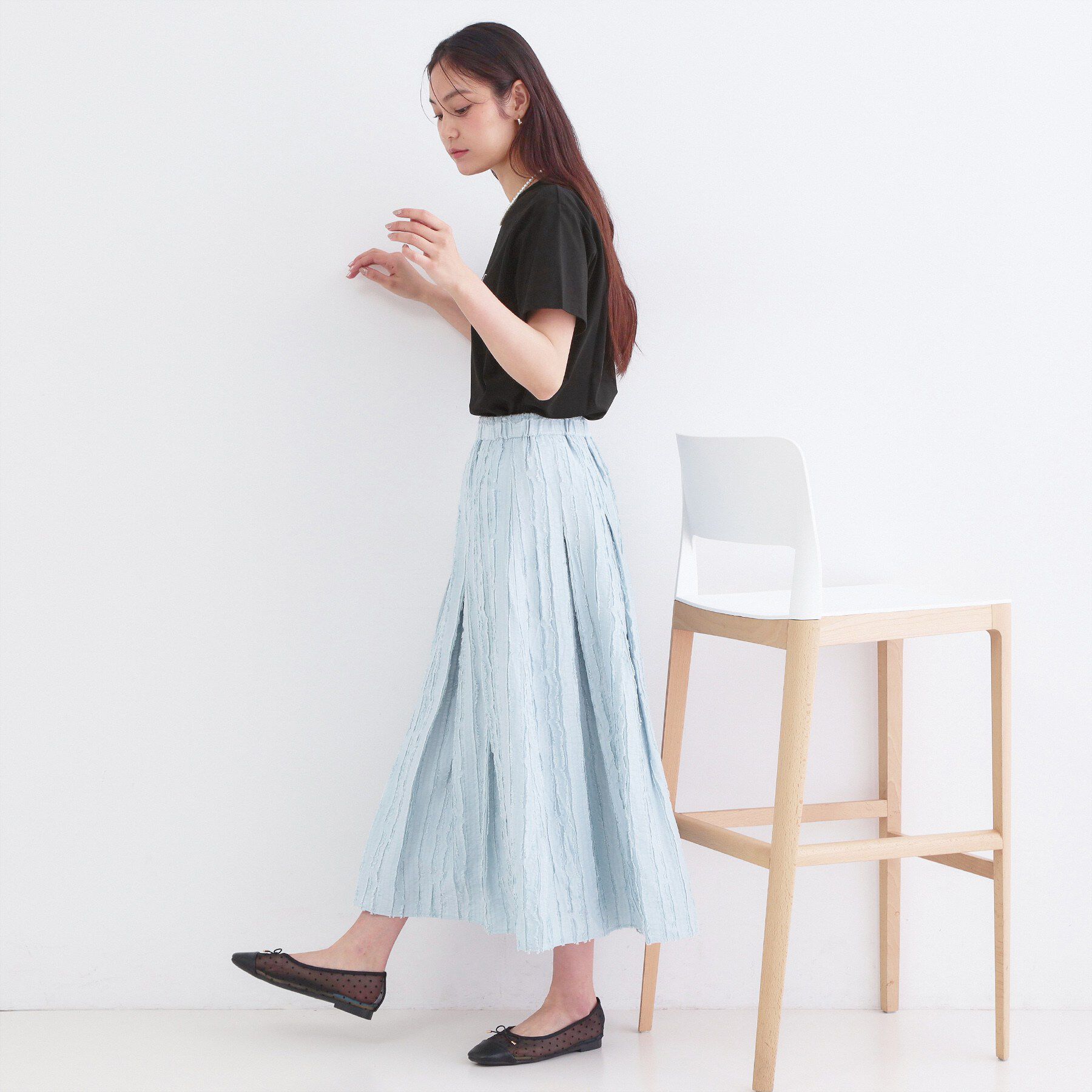 OPAQUE.CLIP「ロゴプリント＆刺繍Tシャツ【洗濯機OK】」|Tシャツ・カットソー|