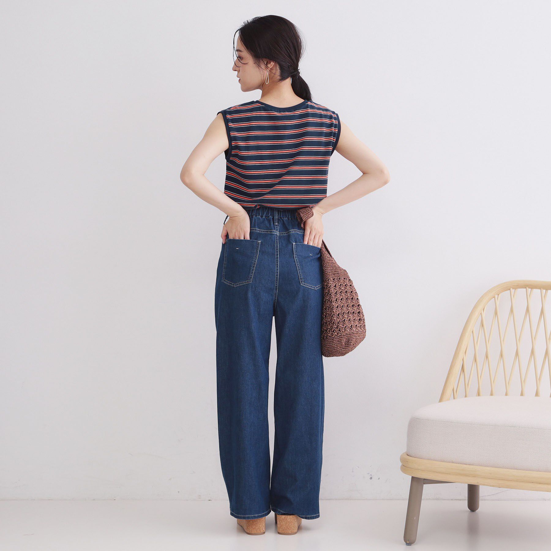 OPAQUE.CLIP「マルチボーダーアソート ノースリーブTシャツ【洗濯機OK】」|Tシャツ・カットソー|
