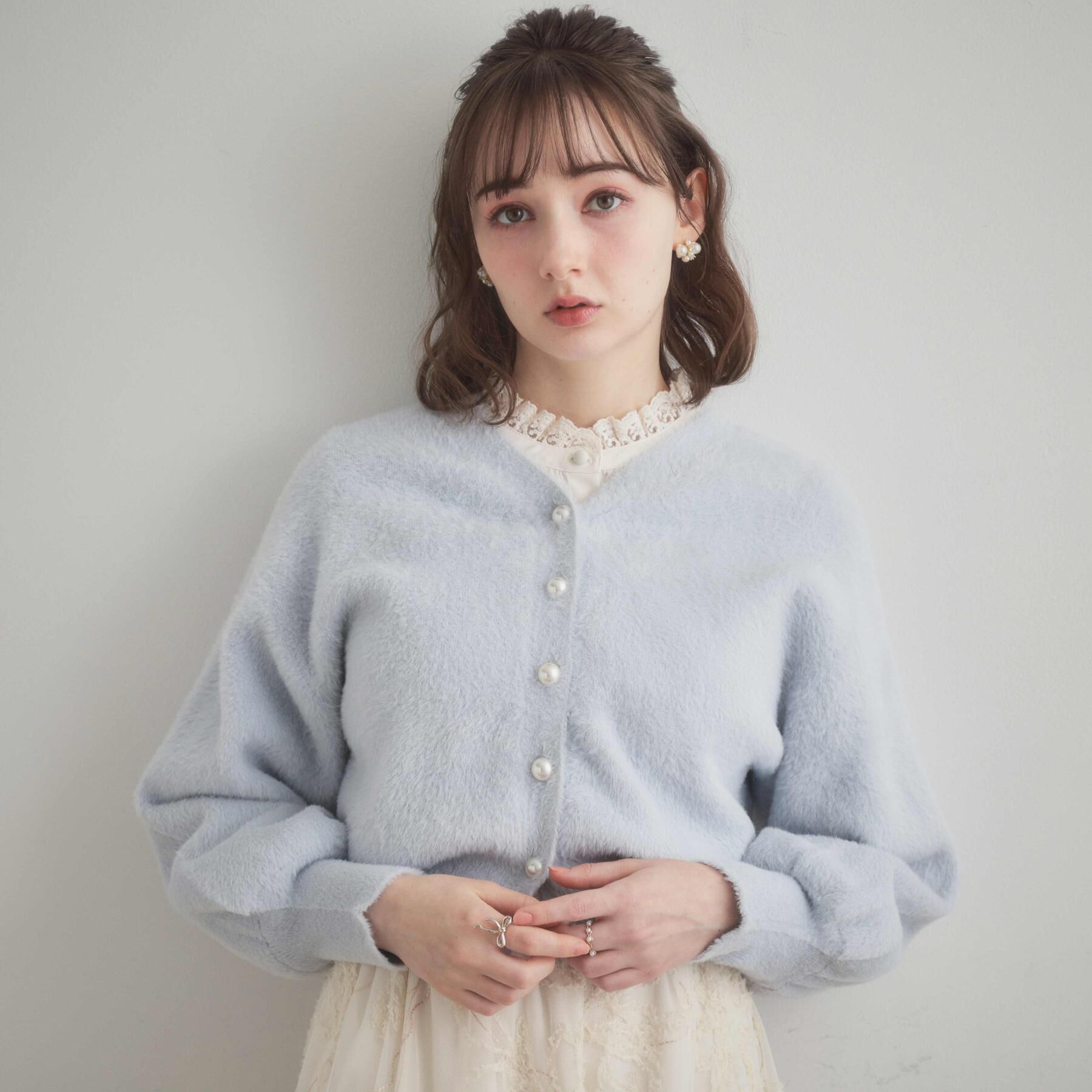 Couture broach「【前後2WAY】Springフェザーカーデトップス」|カーディガン|