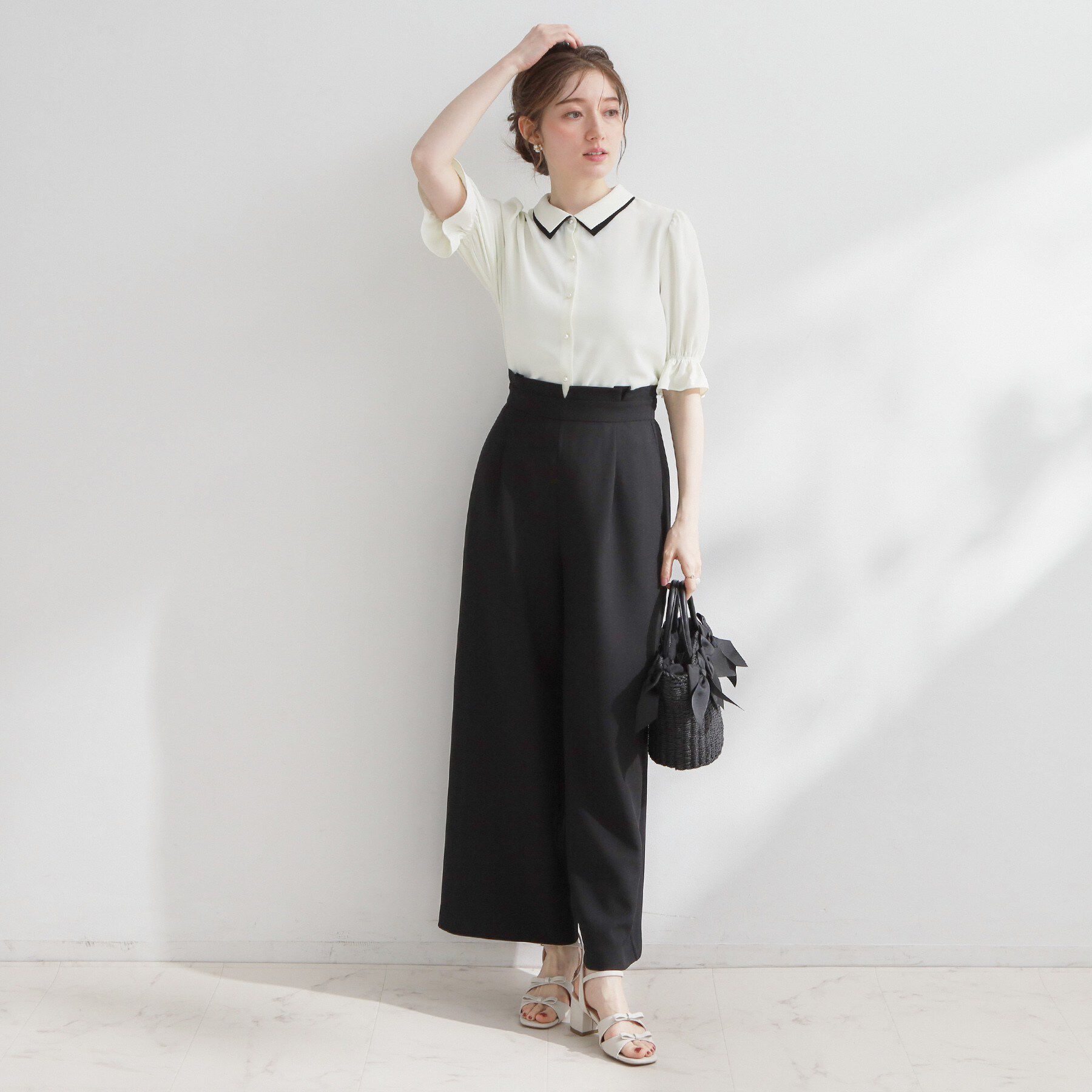 Couture broach「【2WAY・洗える】サスペンダー付き ハイウエストパンツ」|その他|
