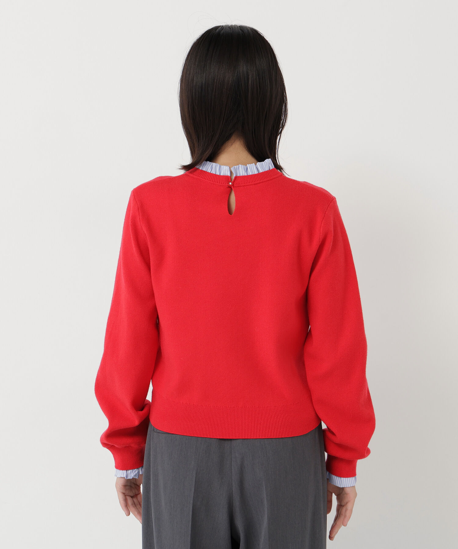  「ストライプフリルネックニット 26AW」|ニット・セーター|