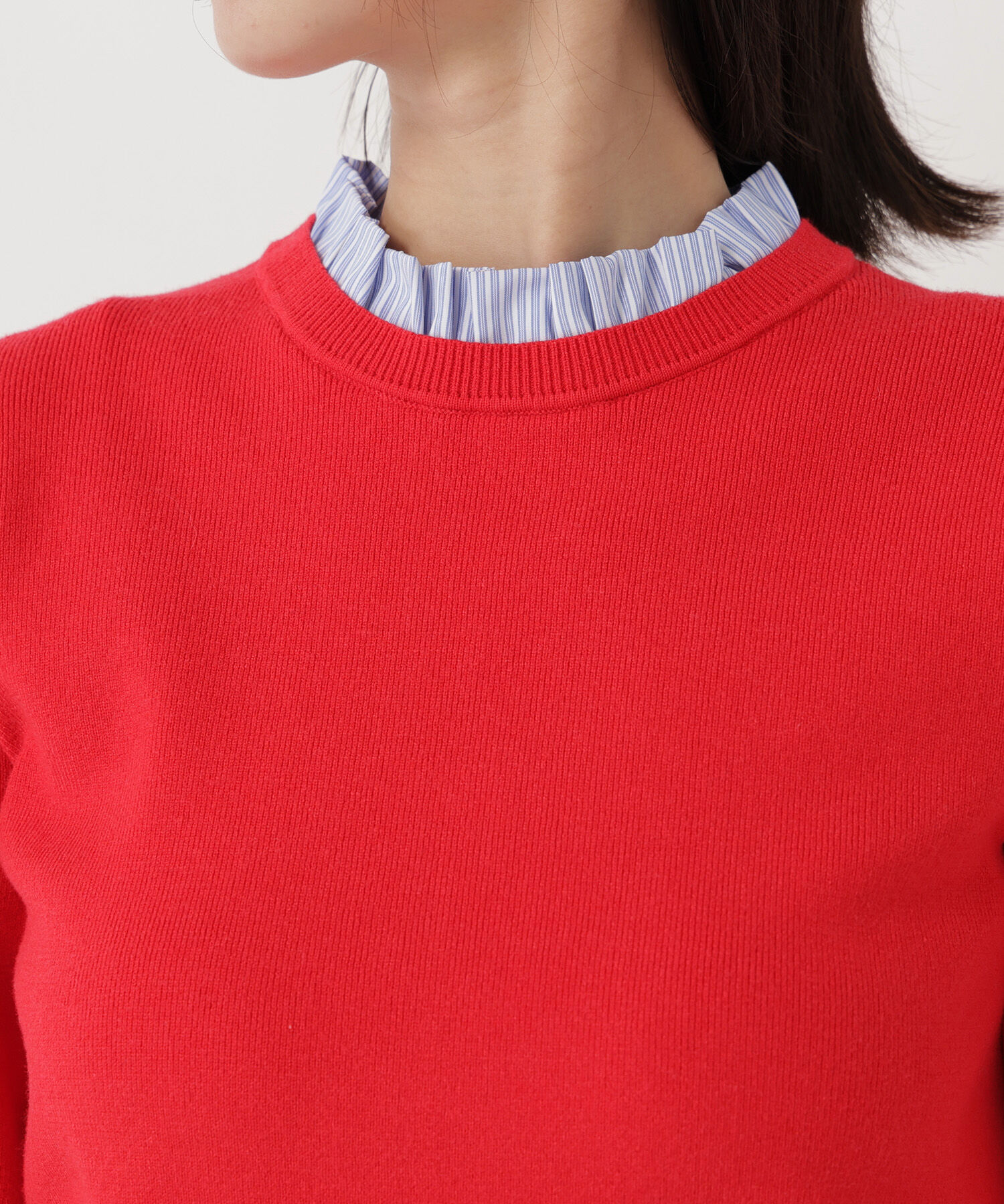  「ストライプフリルネックニット 26AW」|ニット・セーター|
