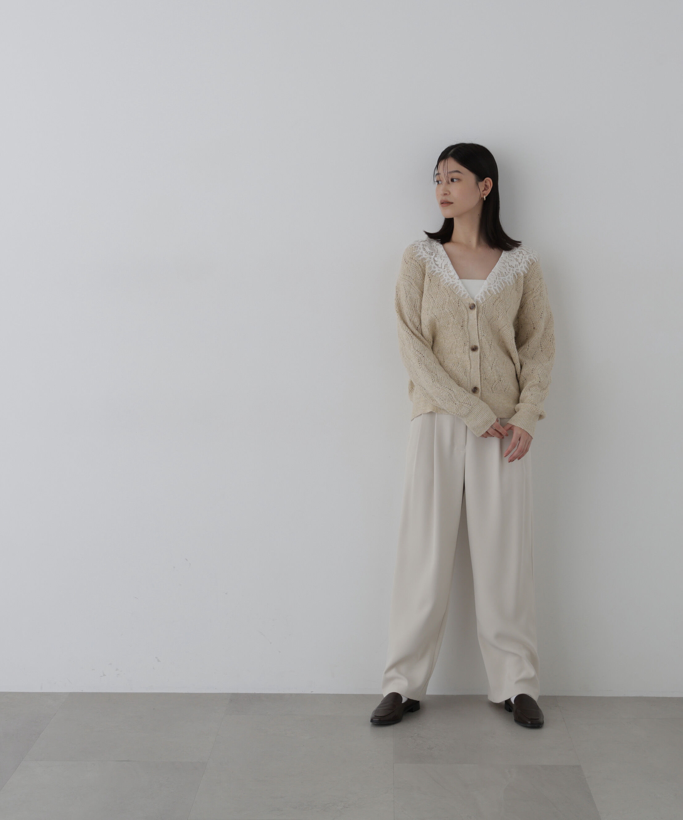  「〈N.〉レースカラー付ニットカーディガン」|ニット・セーター|