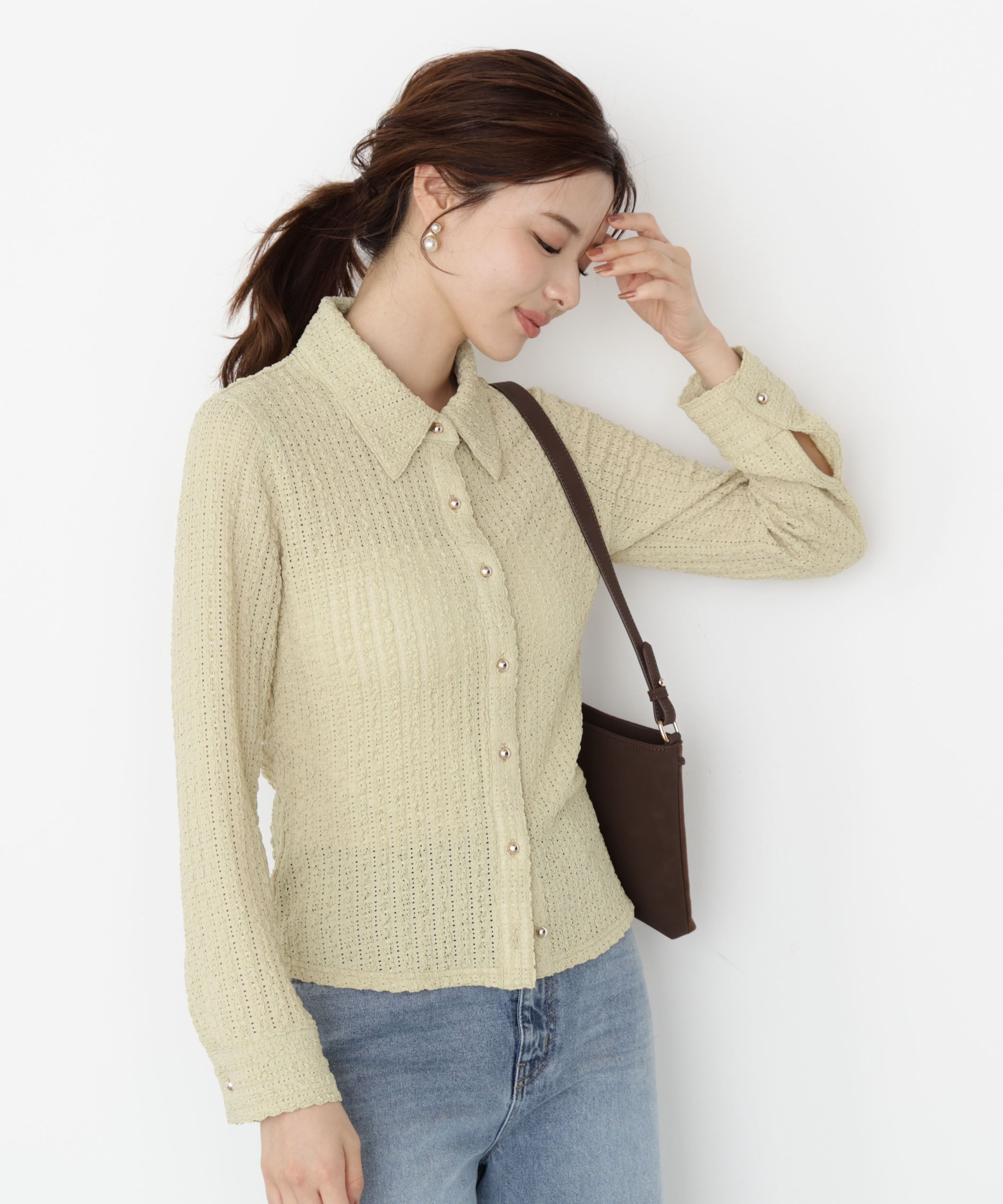 PROPORTION BODY DRESSING「＜ハンドウォッシャブル＞アイレットレースシャツ 25AW」|Tシャツ・カットソー|
