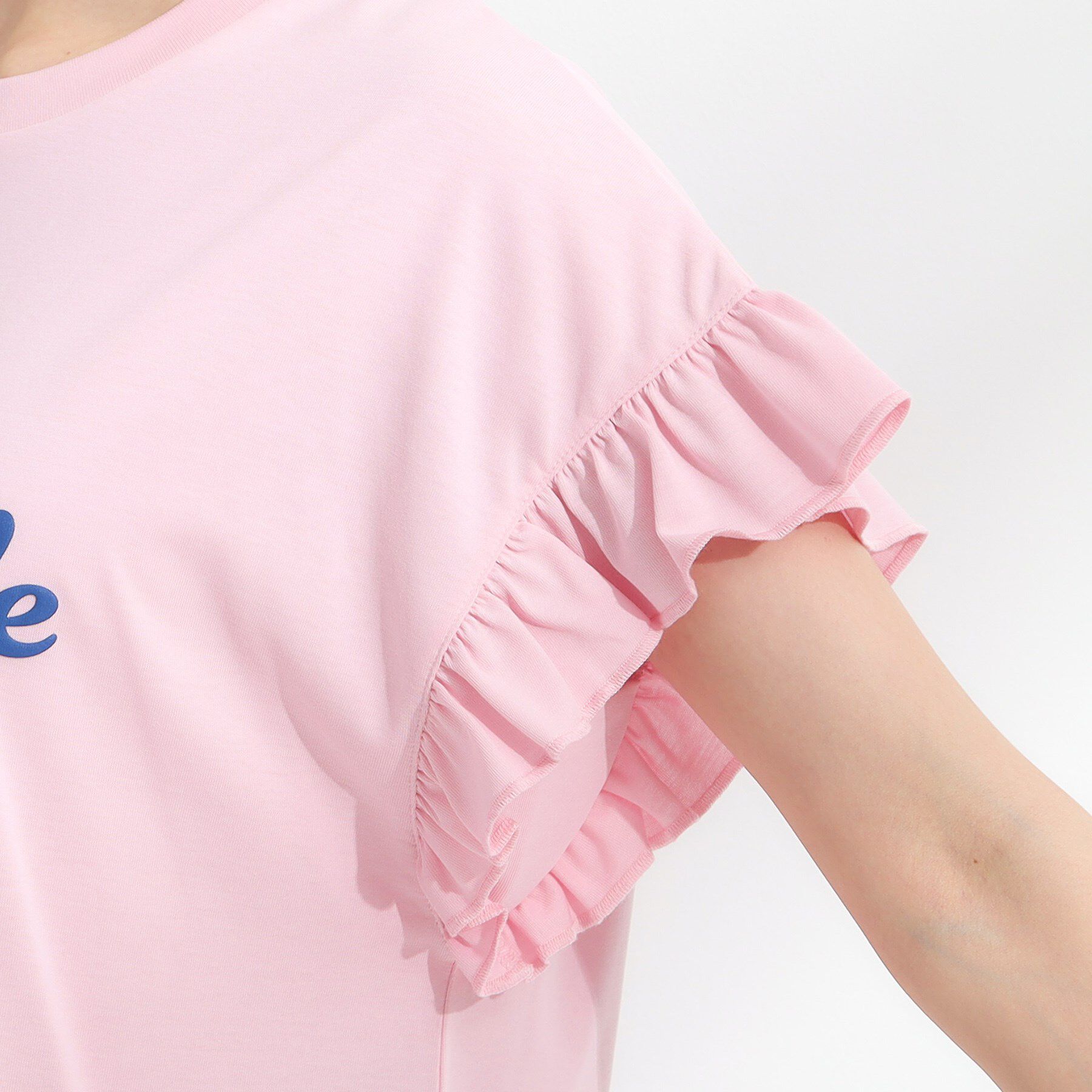 SHOO･LA･RUE「【S-LL/汗ジミ軽減/ひんやり/UVカット】フリルTシャツ」|Tシャツ・カットソー|