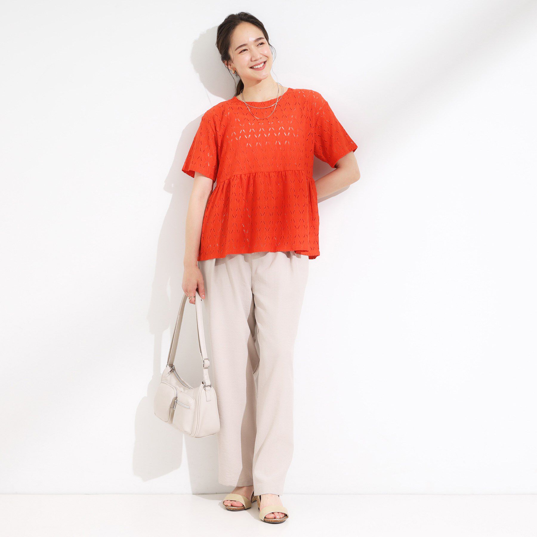 SHOO･LA･RUE「【S-LL】インせず決まる レースペプラムトップス」|Tシャツ・カットソー|