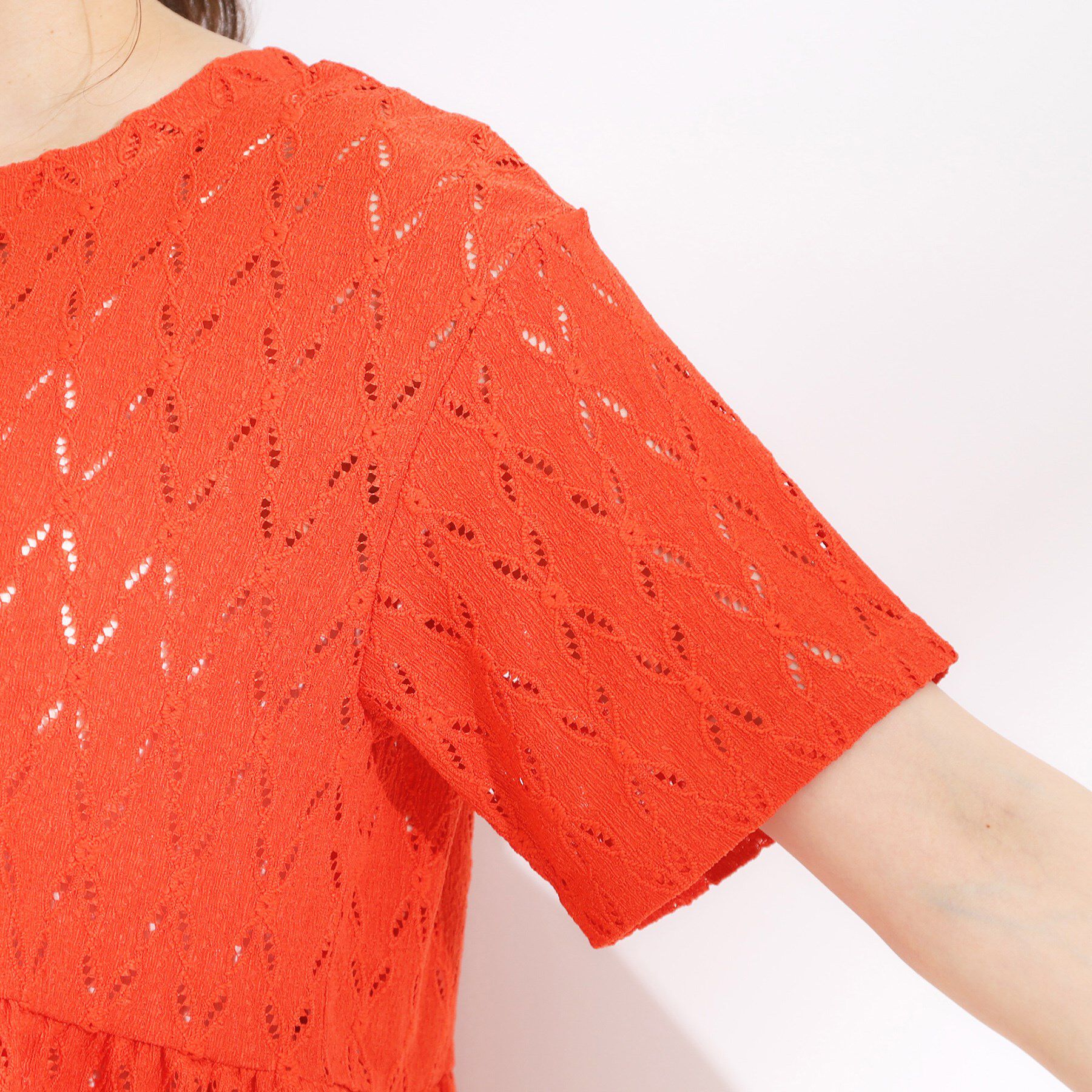 SHOO･LA･RUE「【S-LL】インせず決まる レースペプラムトップス」|Tシャツ・カットソー|