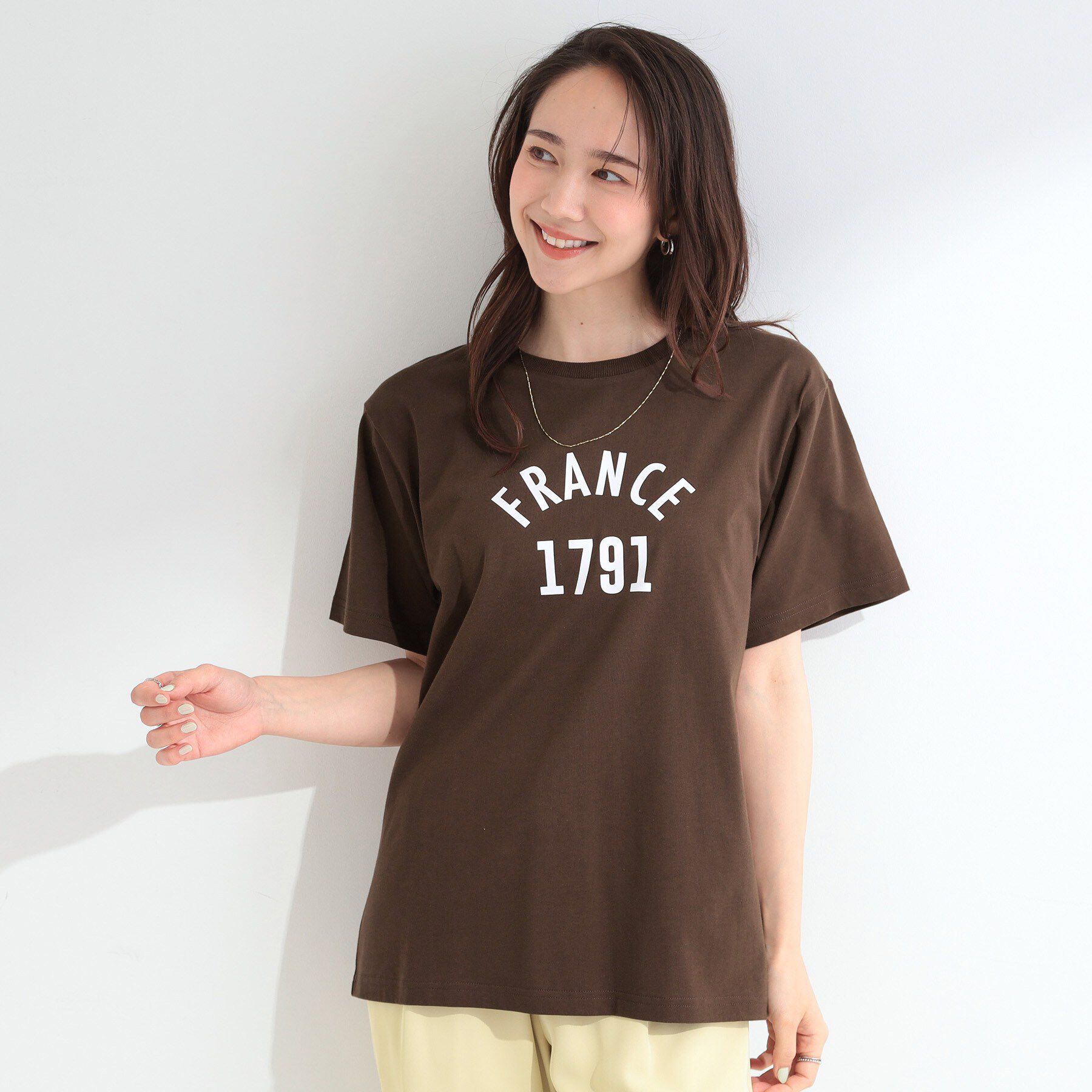 SHOO･LA･RUE「【洗濯機可/S-LL】夏に快適サラサラ感 大人のプリントTシャツ」|Tシャツ・カットソー|