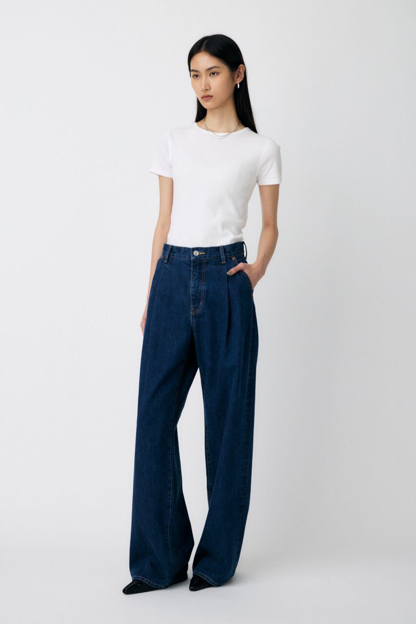 MOUSSY「TUCK WIDE ストレートデニム」|デニム|