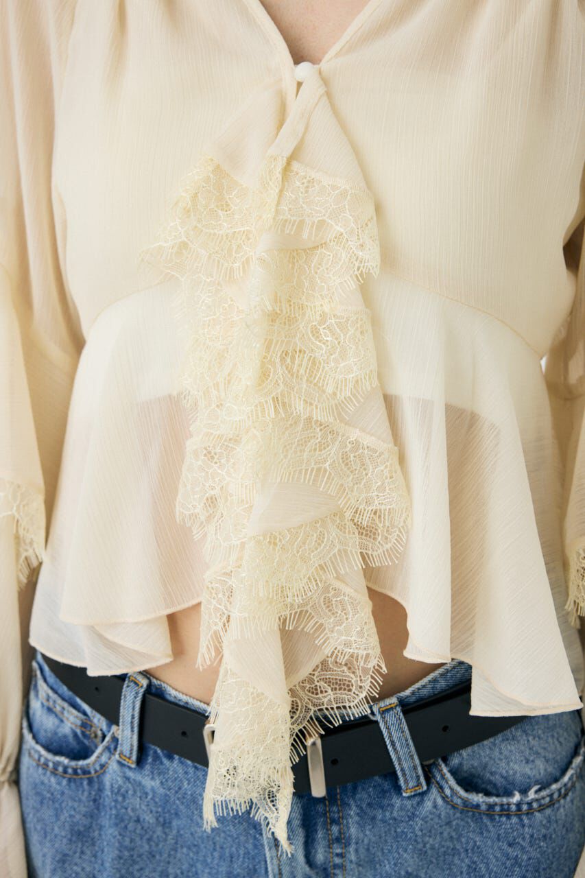 MOUSSY「LACE TRIM TIE ブラウス」|シャツ・ブラウス|