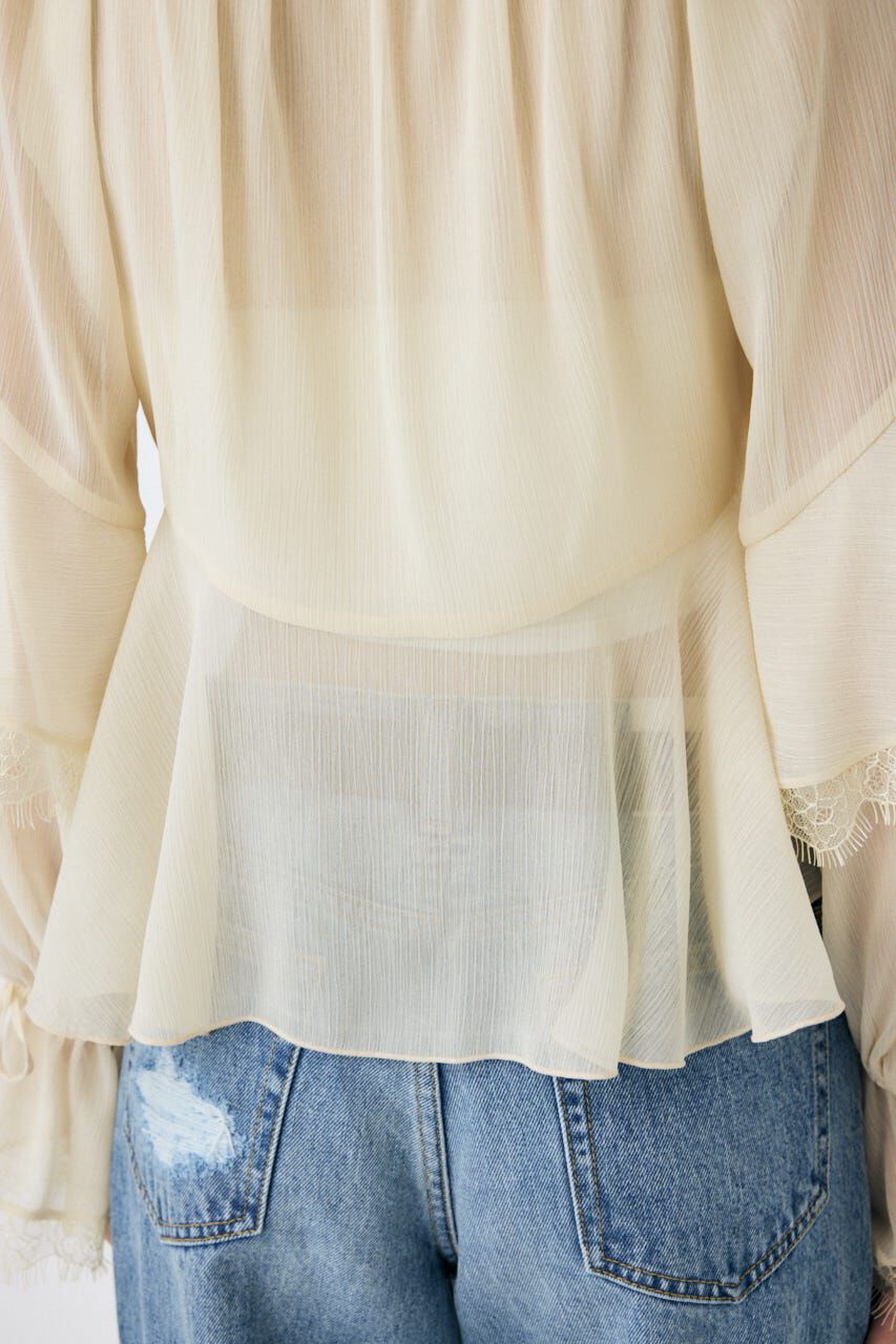 MOUSSY「LACE TRIM TIE ブラウス」|シャツ・ブラウス|
