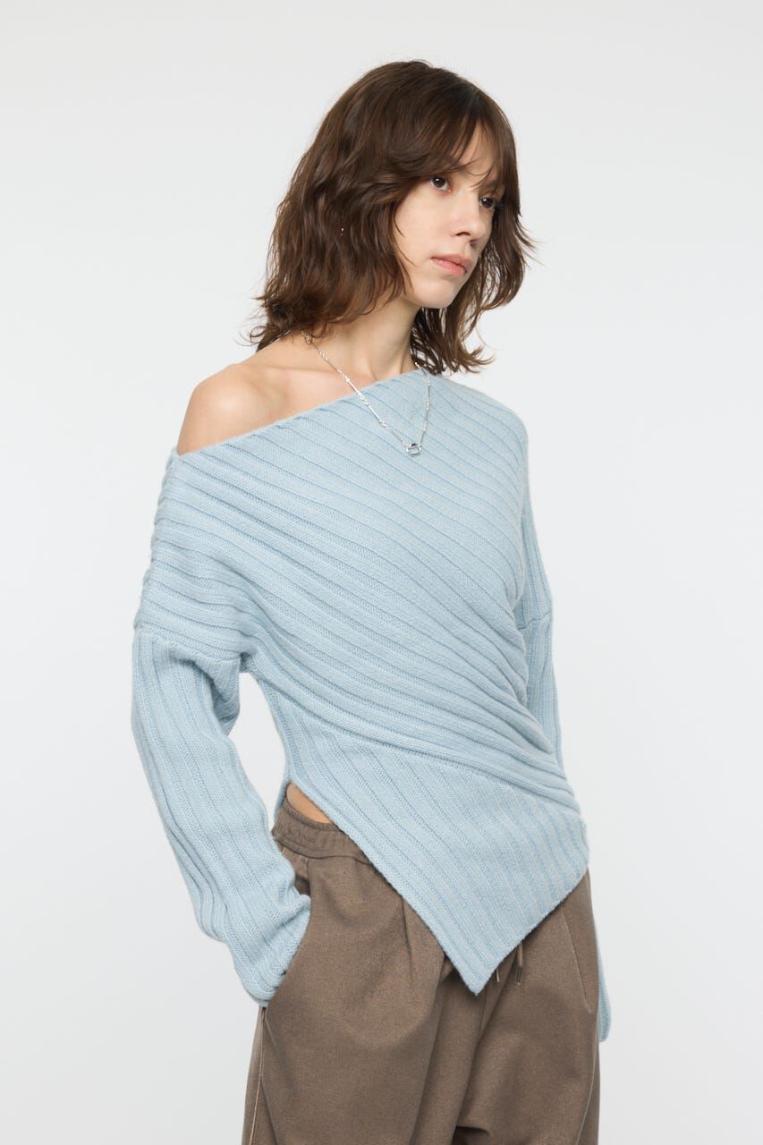 MOUSSY「ASYMMETRY RIB ニット」|ニット・セーター|