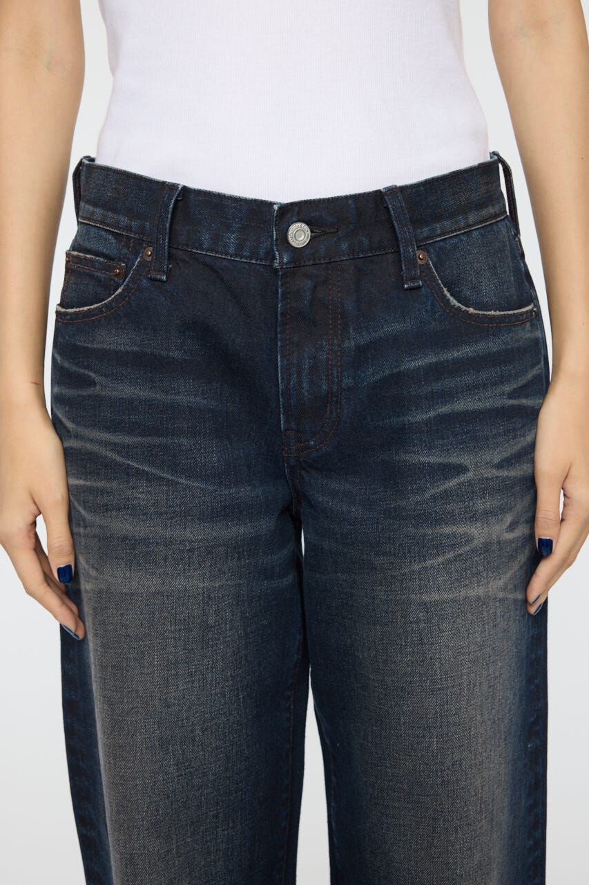 MOUSSY「DIRT EFFECTED WIDE STRAIGHT デニムパンツ」|デニム|