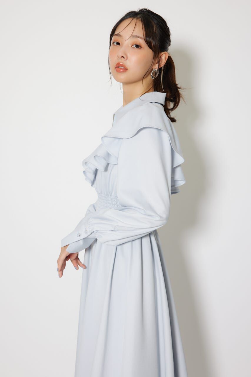 rienda「フロントZIPフリルシャツワンピース」|ワンピース|