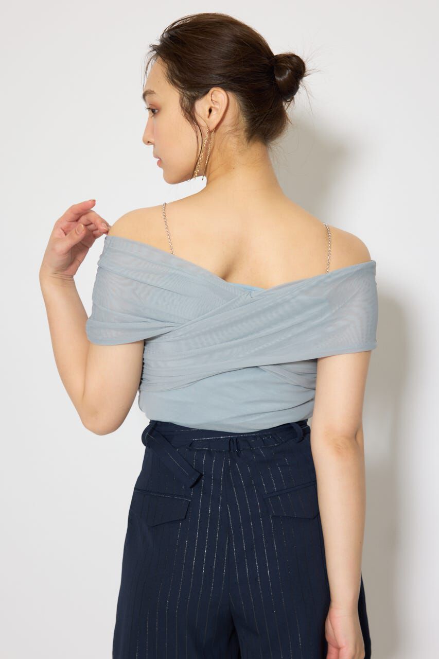 rienda「フロントクロスチュールカットトップス」|Tシャツ・カットソー|