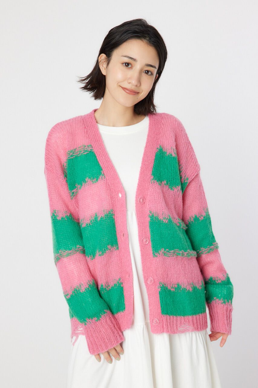 RODEO CROWNS「Grunge Border Knit カーディガン」|ニット・セーター|柄PNK5