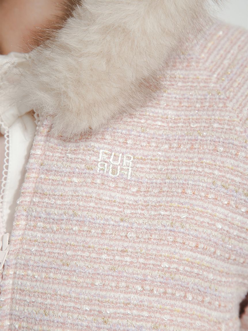 FURFUR「エコファーフードツイードブルゾン」|ブルゾン・スタジャン|