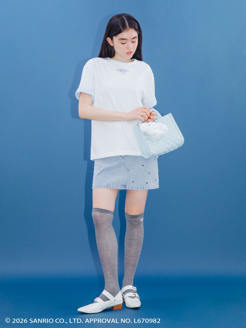 FURFUR「【シナモロール】ぬいぐるみチャーム付きキルティングトートバッグ」|トートバッグ|