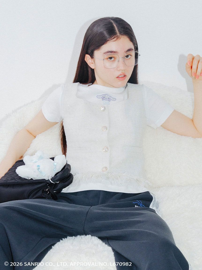 FURFUR「【シナモロール】ぬいぐるみチャーム付きキルティングトートバッグ」|トートバッグ|