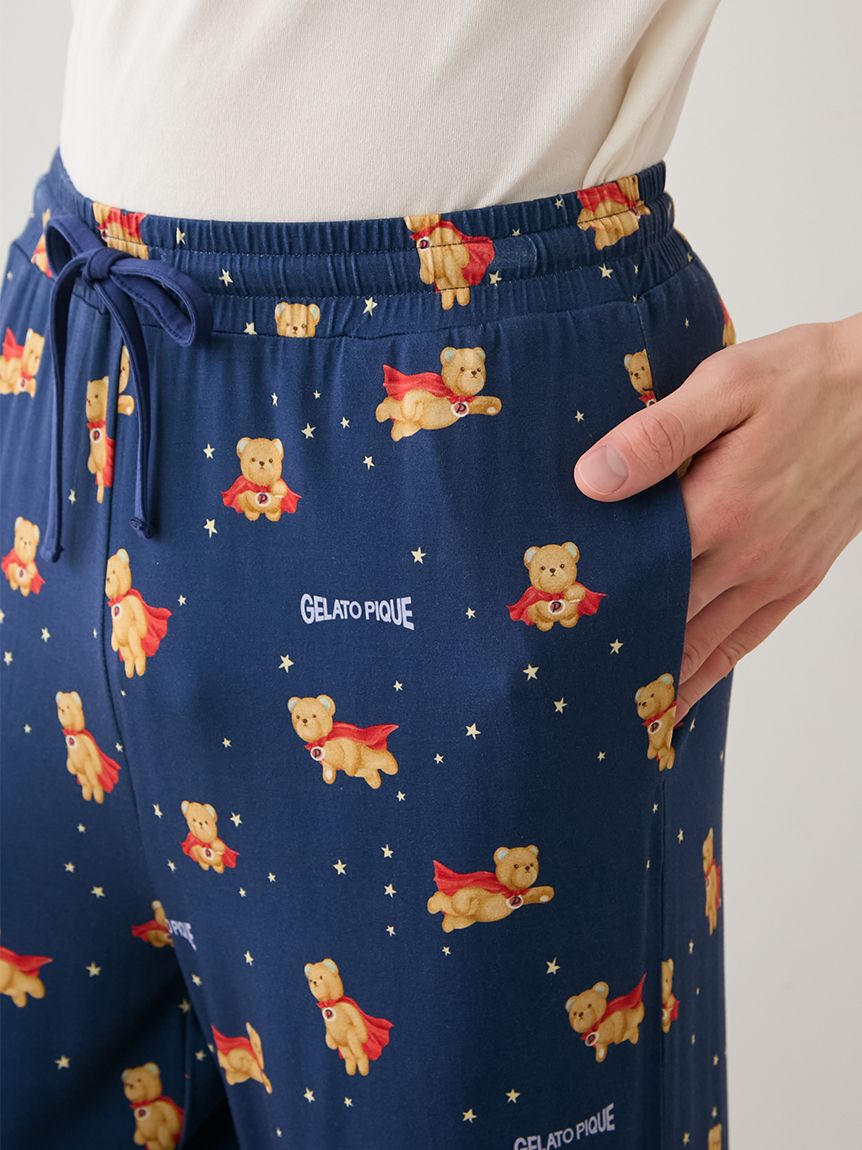 GELATO PIQUE HOMME「【HOMME】【抗菌防臭】レーヨンヒーローベア柄ロングパンツ」|ルームウェア|