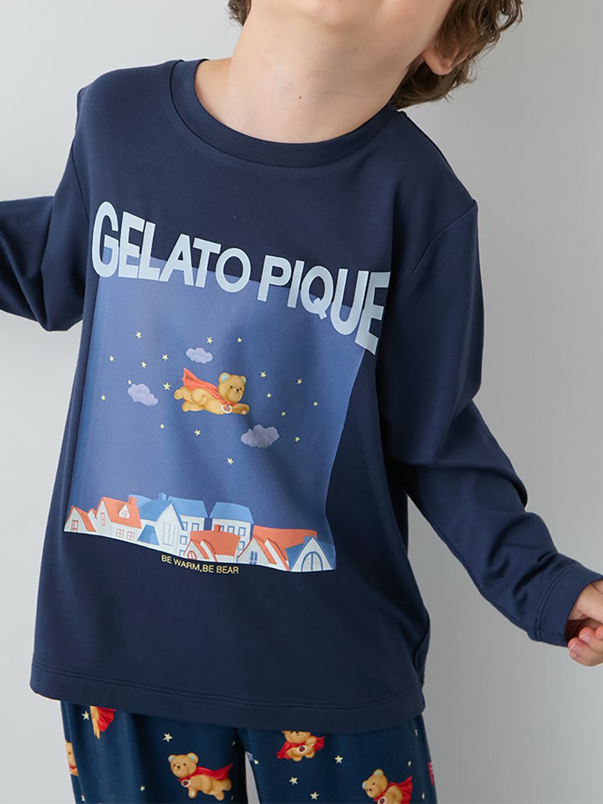 GELATO PIQUE KIDS & BABY「【KIDS】【抗菌防臭】ヒーローベアワンポイントロンT」|ルームウェア|