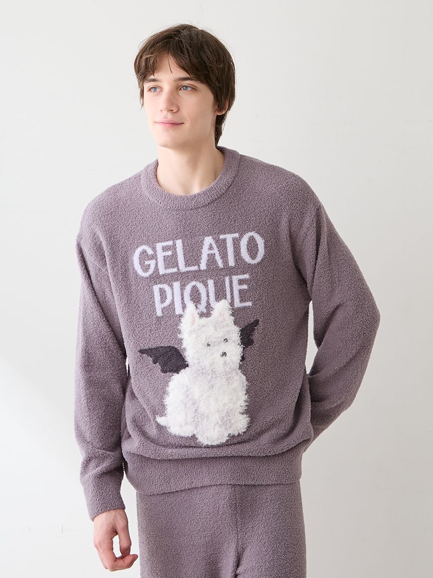 GELATO PIQUE HOMME「【HALLOWEEN】【ONLINE限定】【HOMME】ナイトパレードDOGSジャガードプルオーバー&ロングパンツセット」|ルームウェア|