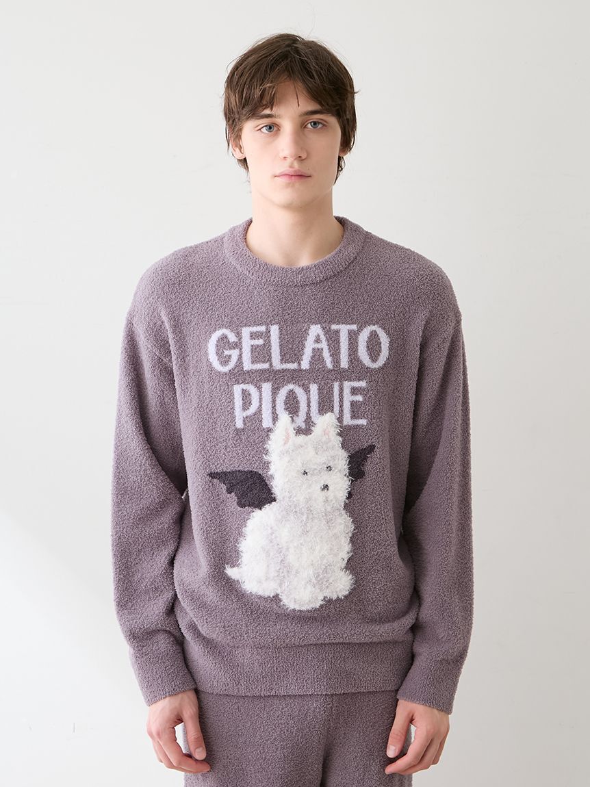GELATO PIQUE HOMME「【HALLOWEEN】【ONLINE限定】【HOMME】ナイトパレードDOGSジャガードプルオーバー&ロングパンツセット」|ルームウェア|