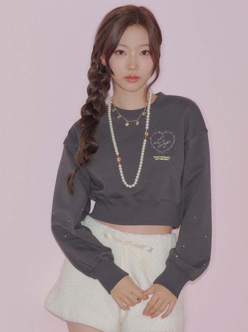 LILY BROWN「【LILY BROWN&times;Hearts2Hearts】コラボレーションビジューロゴスウェット」|スウェット・ジャージ|