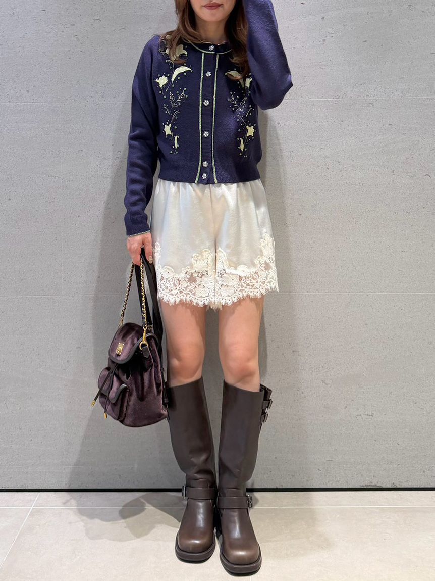 LILY BROWN「[L.B CANDY STOCK] Lilyエンブロイダリービジューカーディガン」|カーディガン|