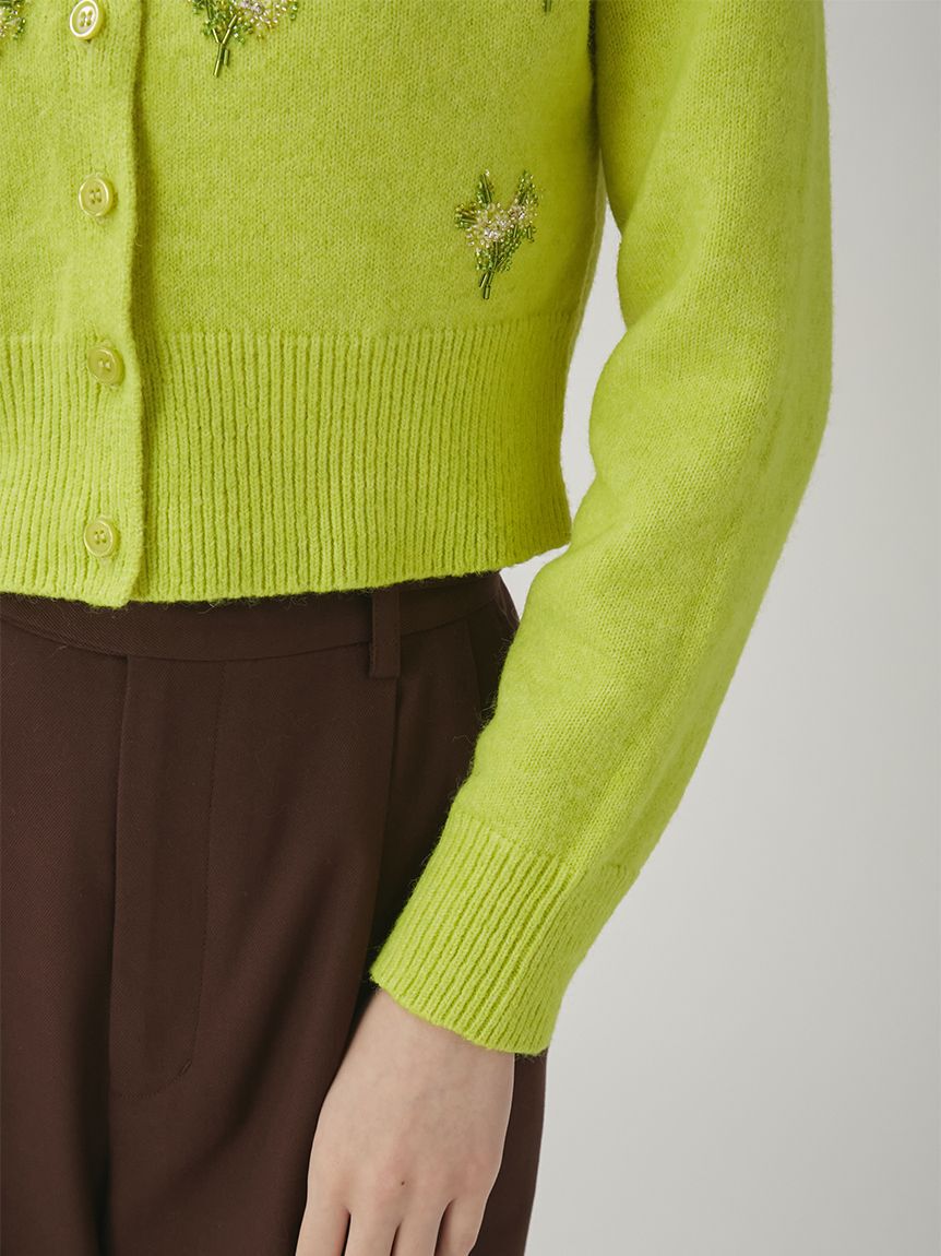 LILY BROWN「[L.B CANDY STOCK] ビーズ刺繍フラワーニットカーディガン」|カーディガン|