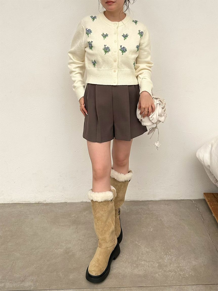 LILY BROWN「[L.B CANDY STOCK] ビーズ刺繍フラワーニットカーディガン」|カーディガン|