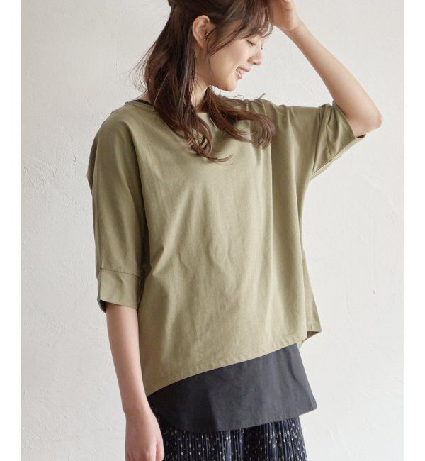 ikka「【雑誌 InRed 6月号掲載】【接触冷感／UVカット】コットンUSA裾ラウンドノースリプルオーバー」|タンクトップ|