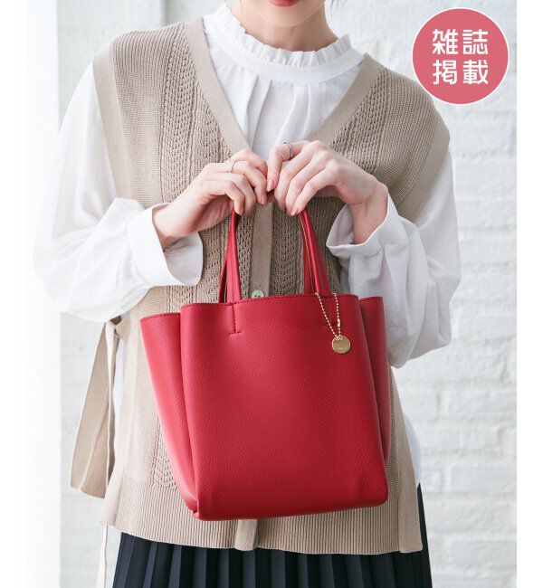 ikka「【雑誌InRed11月号掲載】GOKU楽PU三層ミニトートバッグ【軽量】」|その他|レッド