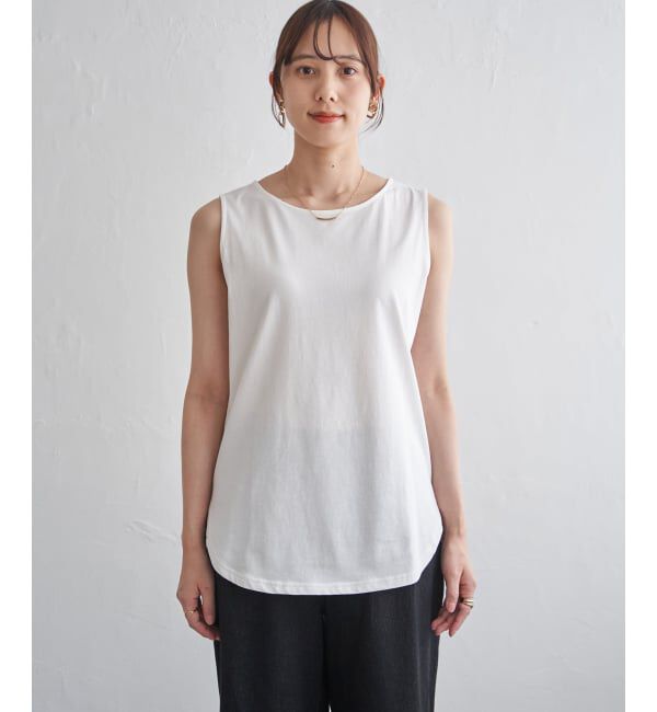 ikka「【雑誌InRed5月号掲載】コットンUSA裾ラウンドノースリプルオーバー」|タンクトップ|