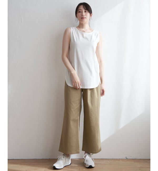 ikka「【雑誌InRed5月号掲載】コットンUSA裾ラウンドノースリプルオーバー」|タンクトップ|