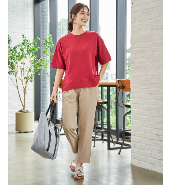 ikka「【雑誌InRed6月号掲載】GOKU楽パンツ 冷感テーパード【接触冷感】」|スラックス|