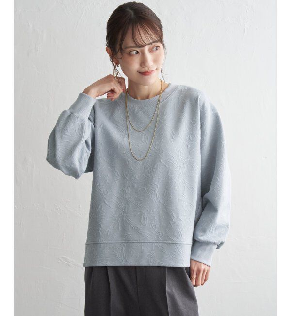 ikka「アートジャガード切り替えプルオーバー」|その他|サックスブルー