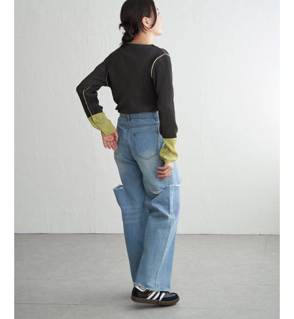 VENCE share style「プリーツ加工配色袖トップス」|その他|