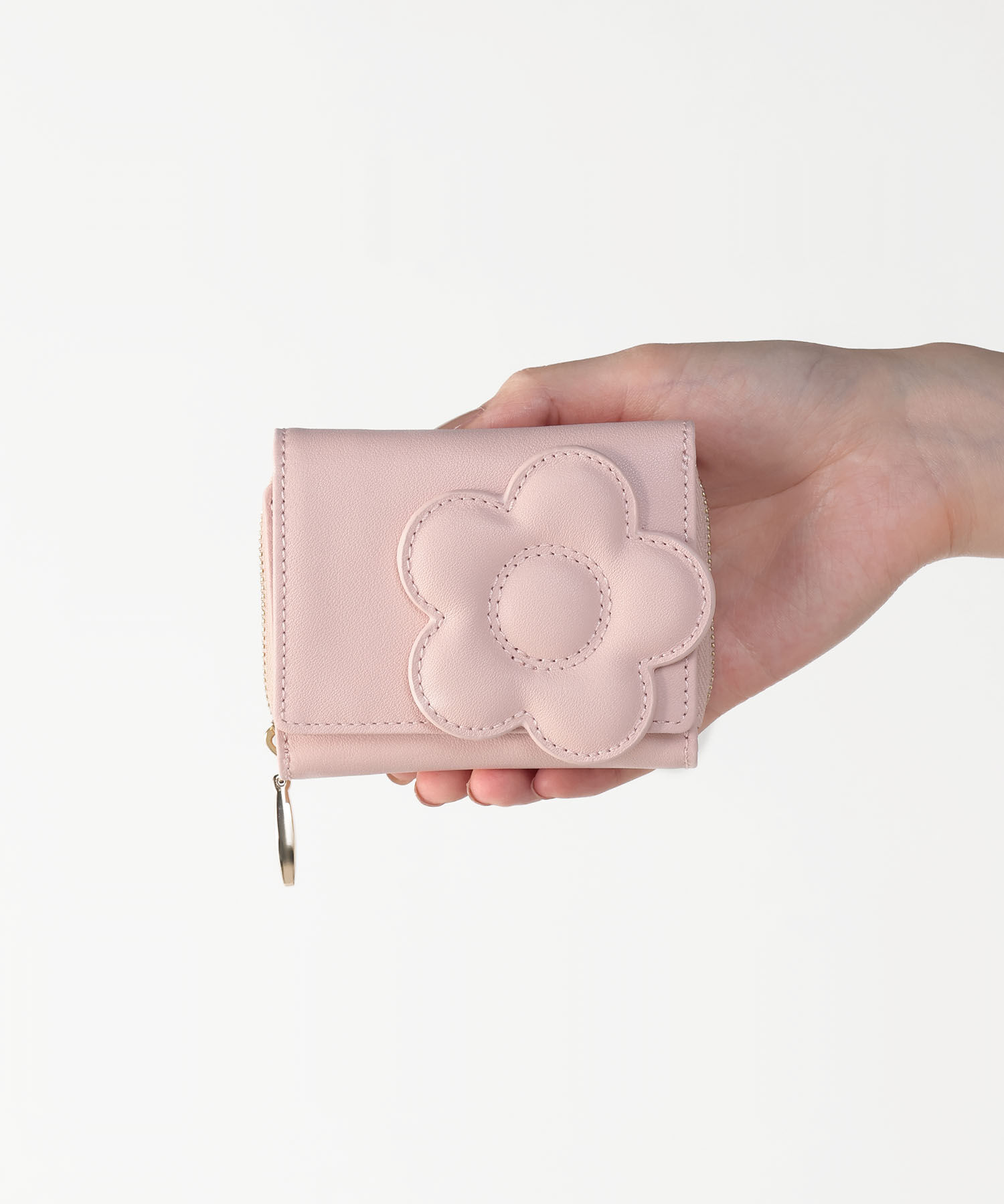 MARY QUANT「ビッグデイジーパッチ ミニウォレット」|財布|ピンク