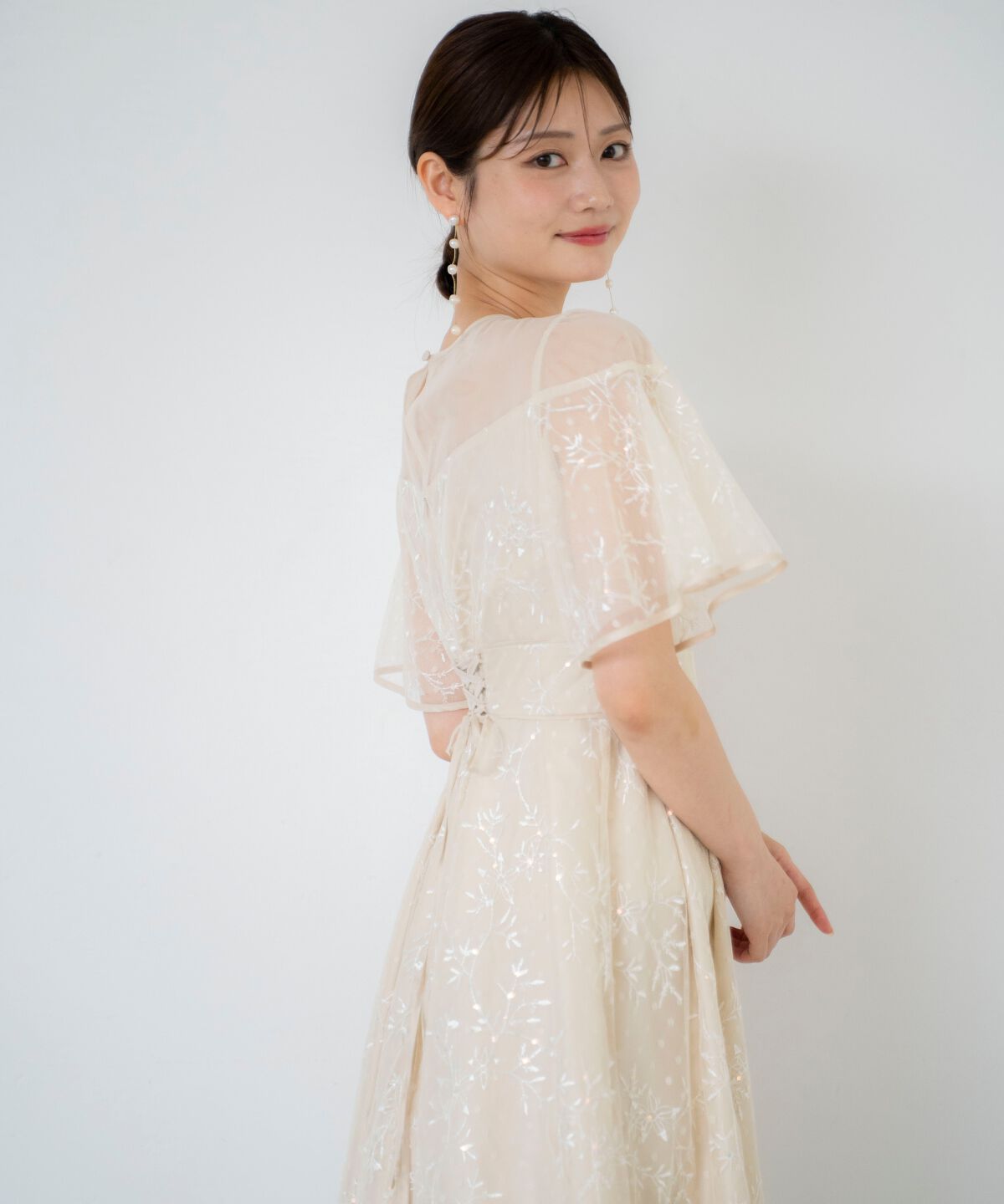 アンドクチュール「小花柄刺繍ドットチュールドレス」|ドレス|