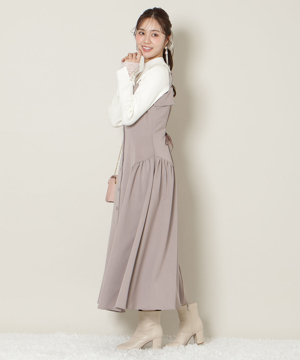 WILLSELECTION「ギャザー切替ストラップキャミワンピース」|ワンピース|