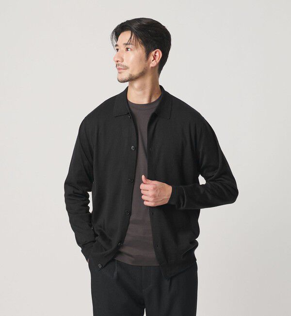 BEAUTY&YOUTH UNITED ARROWS「【WEB限定 WARDROBE SMART】マシーンウォッシャブル ウールミックス ポロカラーニット ジャケット」|カーディガン|