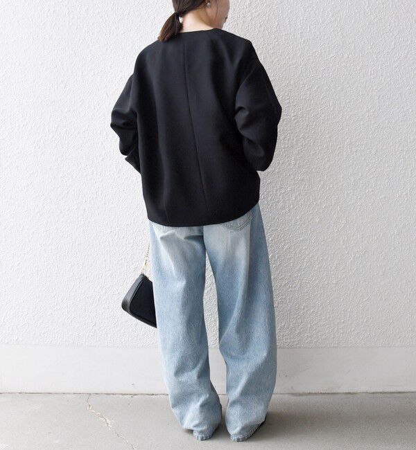 SHIPS any「《一部追加予約》〈洗濯機可能〉ダブルクロス ノーカラー ジップ ブルゾン［NAVY BLUE］」|ノーカラージャケット|